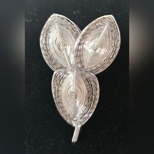 Mid-Century Modern MCM Silver Wire Brooch Pin
